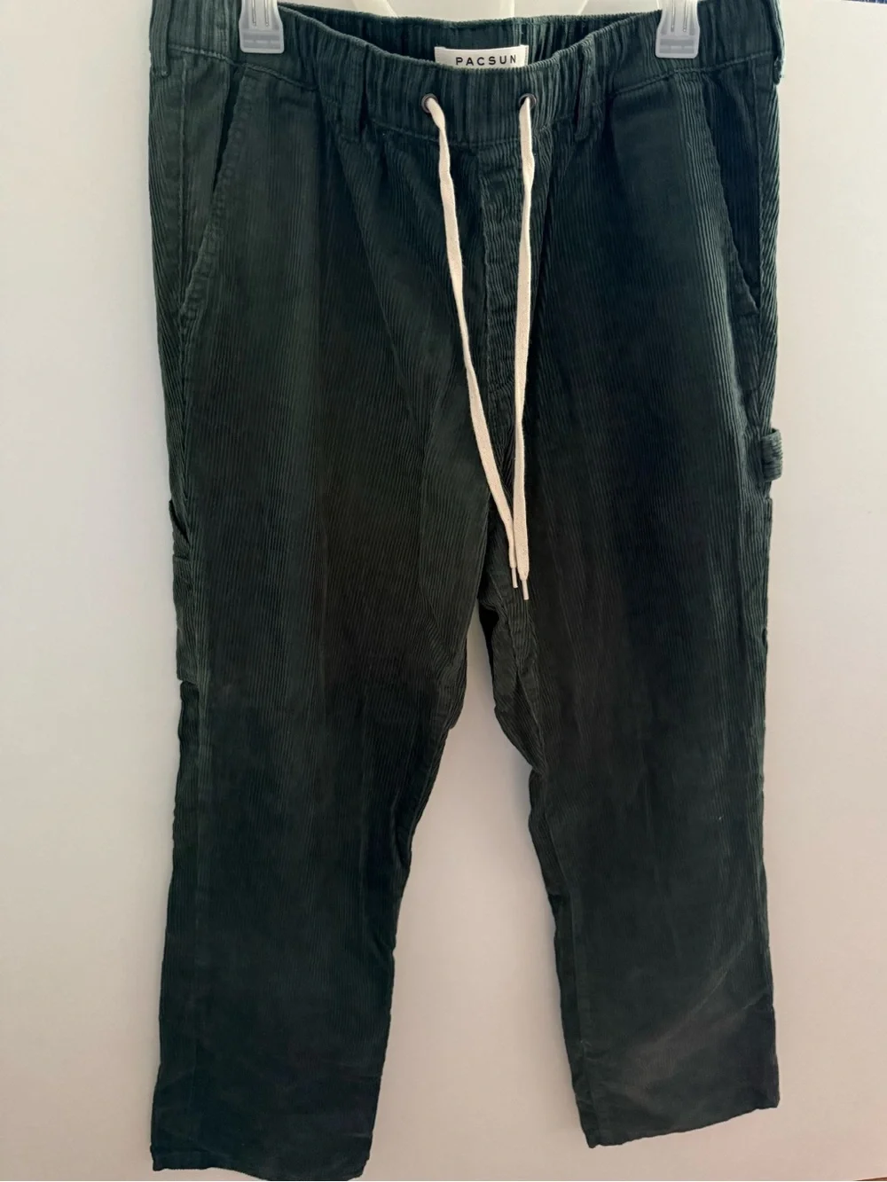 PacSun Men's Forest Green Corduroy Drawstring Pants